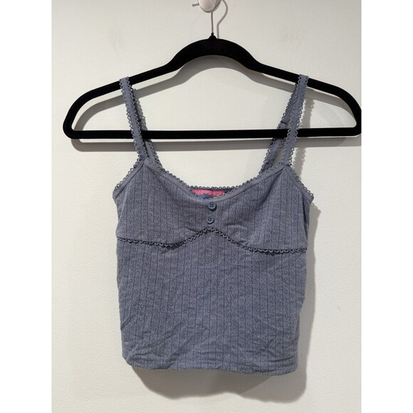 Edikted Crop Tank Top Women XS Cotton Stretch Y2K Babydoll Coquette Romantic - Picture 1 of 6